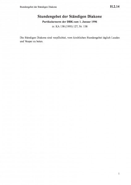 H.2.14 Stundengebet der Ständigen Diakone