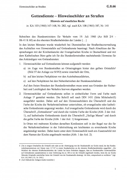 G.8.66 Hinweisschilder an Straßen