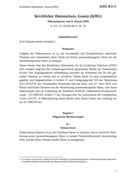 B.9.11 Kirchlicher Datenschutz. Gesetz (KDG)