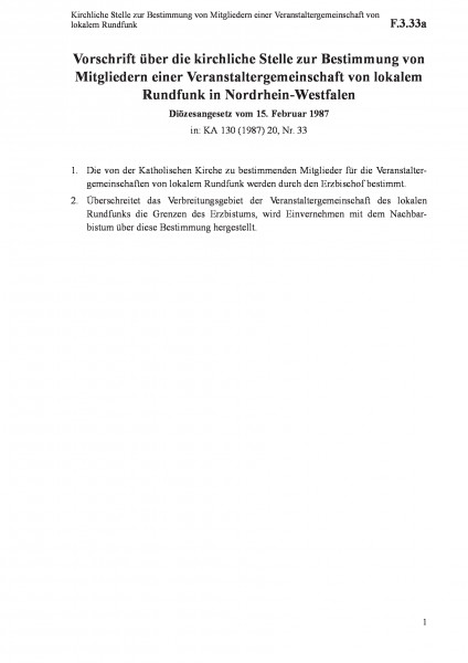 F.3.33a Kirchliche Stelle zur Bestimmung von Mitgliedern einer Veranstaltergemeinschaft von lokalem