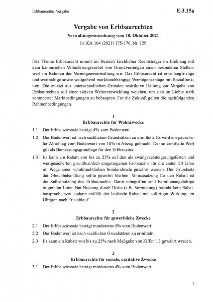 E.3.15a Erbbaurechte. Vergabe