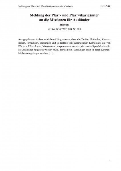 E.1.53a Meldung der Pfarr- und Pfarrvikarieämter an die Missionen