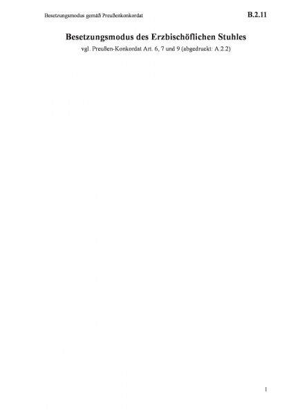 B.2.11 Besetzungsmodus gemäß Preußenkonkordat