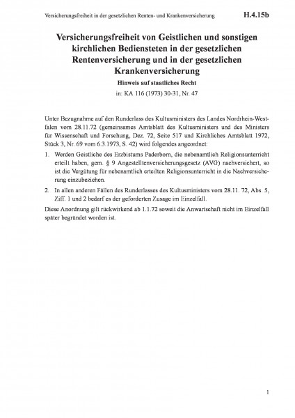 H.4.15b Versicherungsfreiheit in der gesetzlichen Renten- und Krankenversicherung
