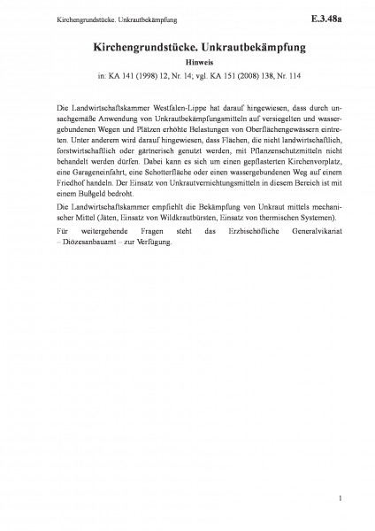E.3.48a Kirchengrundstücke. Unkrautbekämpfung