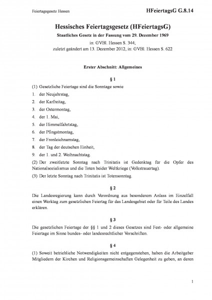 G.8.14 Feiertagsgesetz Hessen