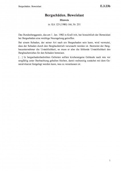 E.3.23b Bergschäden. Beweislast