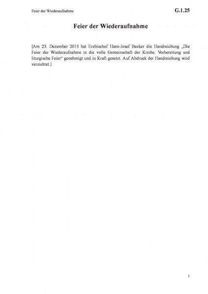 G.1.25 Feier der Wiederaufnahme