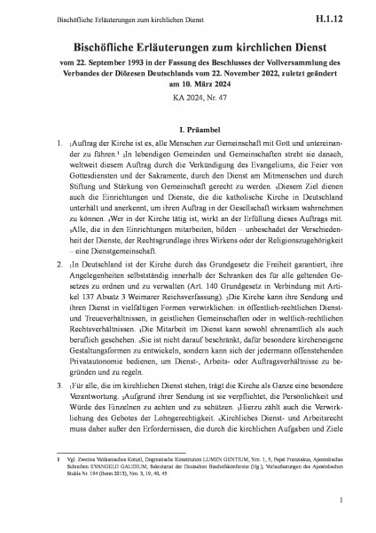 H.1.12 Bischöfliche Erläuterungen zum kirchlichen Dienst