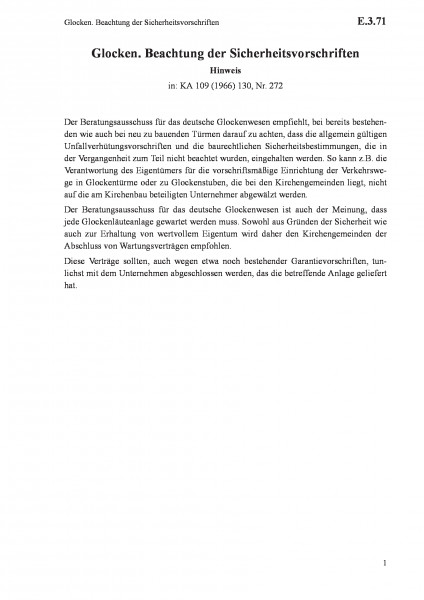 E.3.71 Glocken. Beachtung der Sicherheitsvorschriften