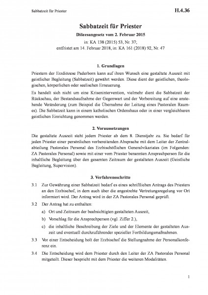 H.4.36 Sabbatzeit für Priester