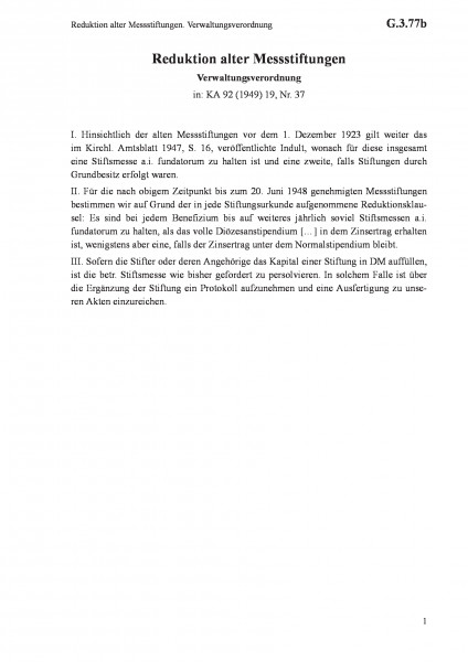 G.3.77b Reduktion alter Messstiftungen. Verwaltungsverordnung