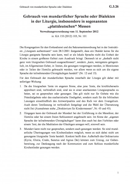 G.3.26 Gebrauch von mundartlicher Sprache oder Dialekten