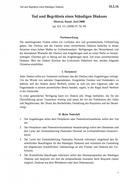 H.2.16 Tod und Begräbnis eines Ständigen Diakons