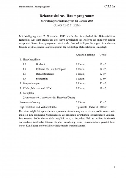 C.3.13a Dekanatsbüros. Raumprogramm