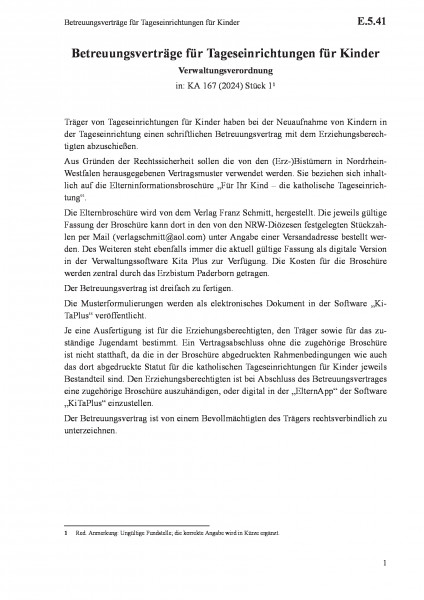 E.5.41 Betreuungsverträge für Tageseinrichtungen für Kinder