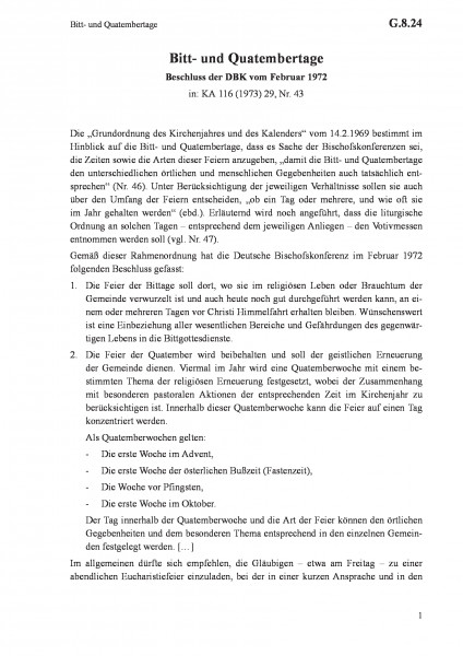 G.8.24 Bitt- und Quatembertage