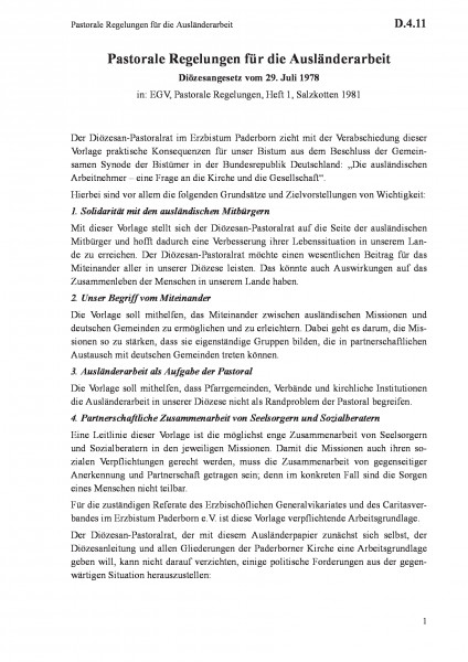D.4.11 Pastorale Regelungen für die Ausländerarbeit