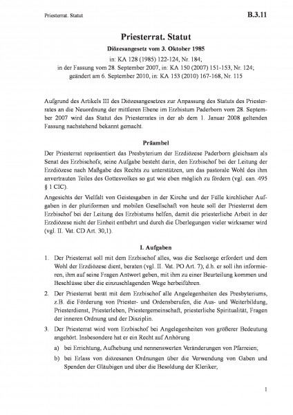 B.3.11 Priesterrat. Statut