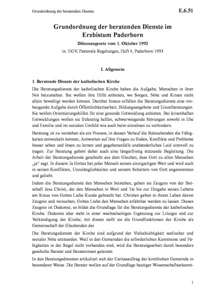 E.6.51 Grundordnung der beratenden Dienste