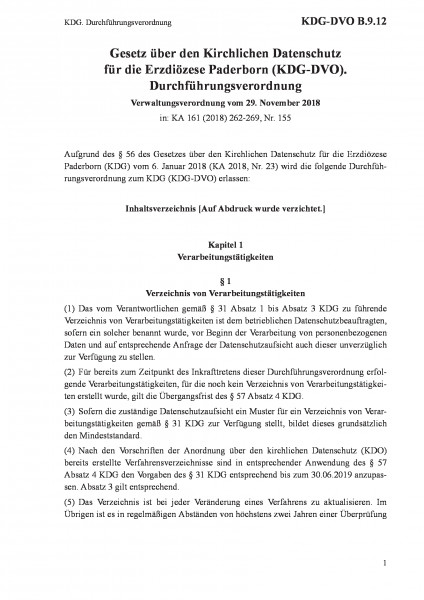 B.9.12 KDG. Durchführungsverordnung