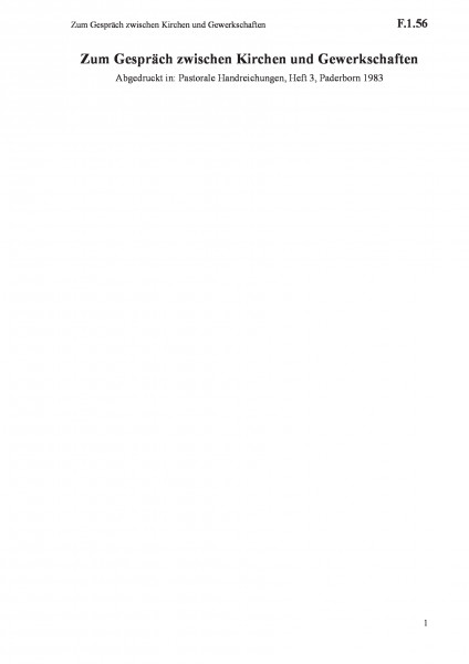 F.1.56 Zum Gespräch zwischen Kirchen und Gewerkschaften