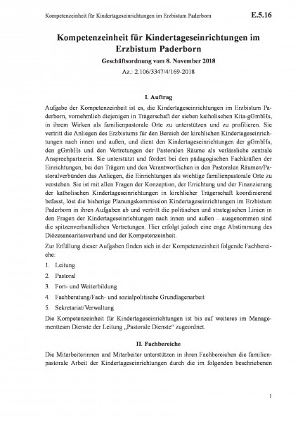E.5.16 Kompetenzeinheit für Kindertageseinrichtungen im Erzbistum Paderborn