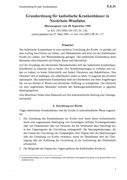 E.6.31 Grundordnung für kath. Krankenhäuser