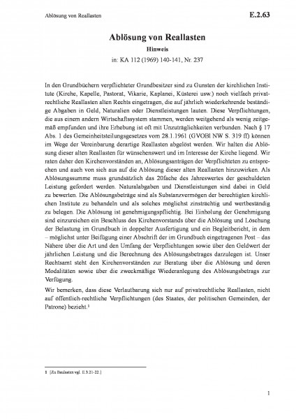 E.2.63 Ablösung von Reallasten