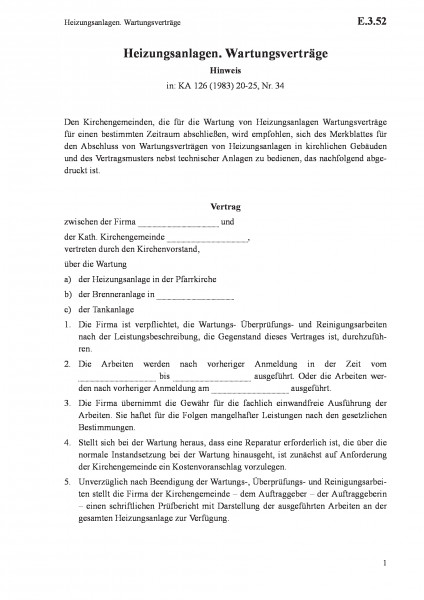 E.3.52 Heizungsanlagen. Wartungsverträge