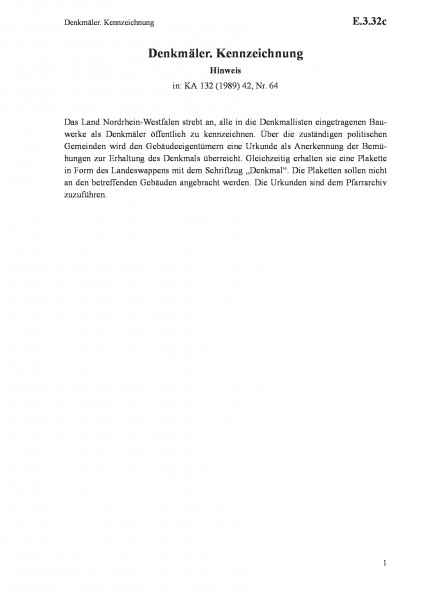 E.3.32c Denkmäler. Kennzeichnung