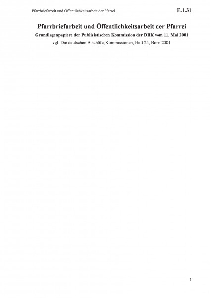 E.1.31 Pfarrbriefarbeit und Öffentlichkeitsarbeit der Pfarrei