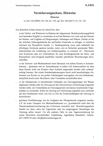 E.3.81b Versicherungsschutz. Hinweise