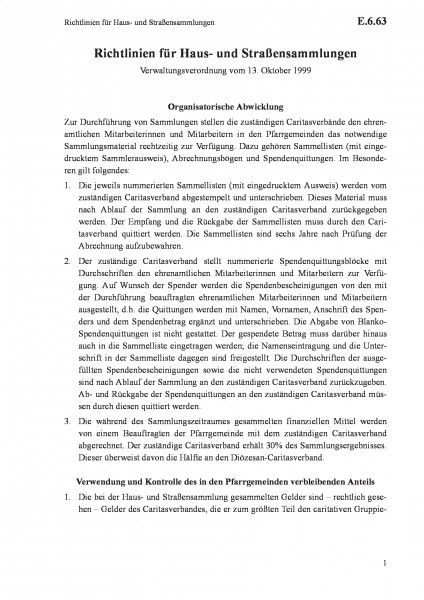 E.6.63 Richtlinien für Haus- und Straßensammlungen