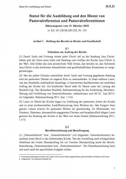 H.5.21 Statut für Ausbildung und Dienst