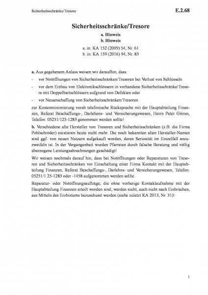 E.2.68 Sicherheitsschränke/Tresore