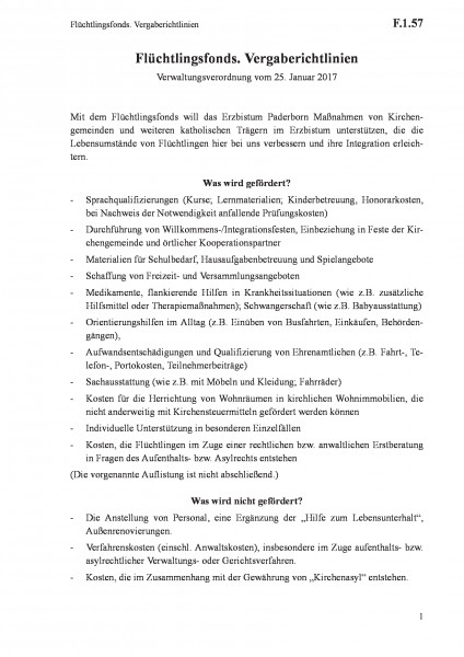F.1.57 Flüchtlingsfonds. Vergaberichtlinien