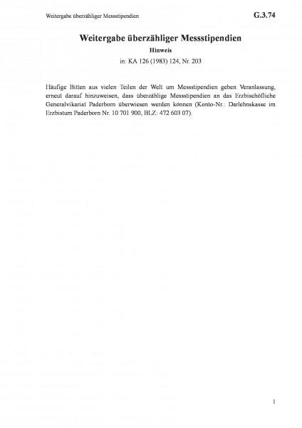 G.3.74 Weitergabe überzähliger Messstipendien