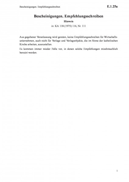 E.1.25a Bescheinigungen. Empfehlungsschreiben