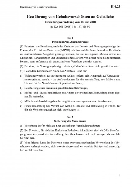 H.4.23 Gewährung von Gehaltsvorschüssen