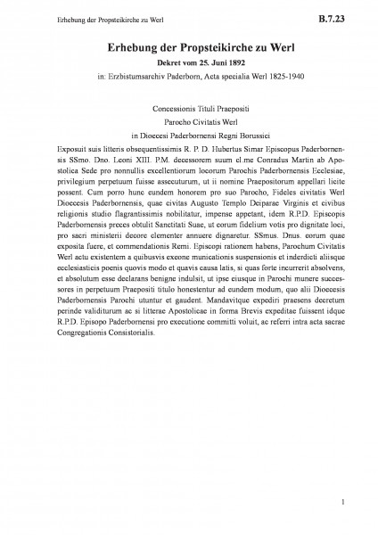 B.7.23 Erhebung der Propsteikirche zu Werl