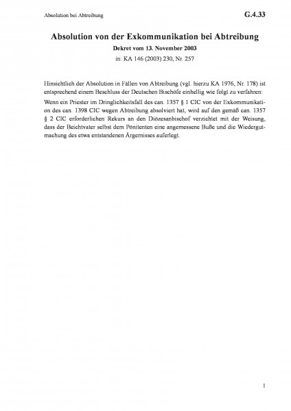 G.4.33 Absolution bei Abtreibung