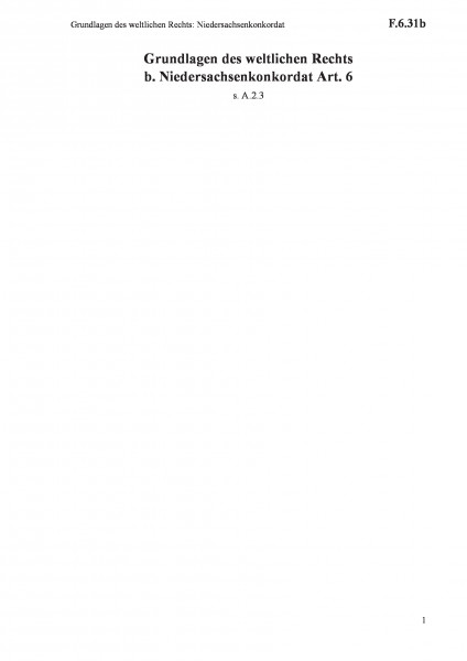 F.6.31b Grundlagen des weltlichen Rechts: Niedersachsenkonkordat