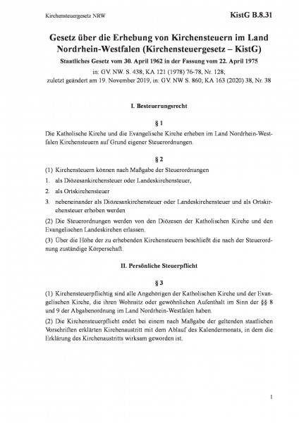 B.8.31 Kirchensteuergesetz NRW