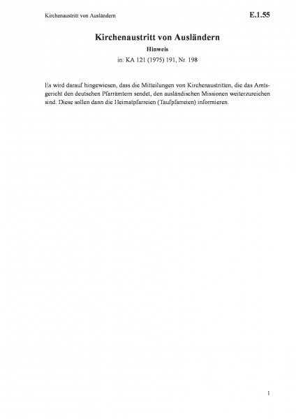 E.1.55 Kirchenaustritt von Ausländern