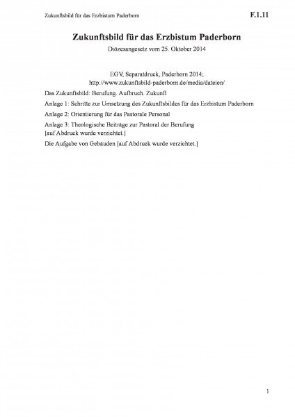 F.1.11 Zukunftsbild für das Erzbistum Paderborn