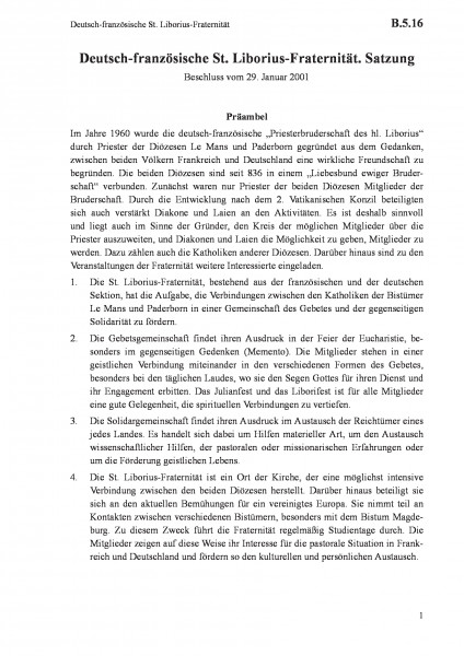B.5.16 Deutsch-französische St. Liborius-Fraternität
