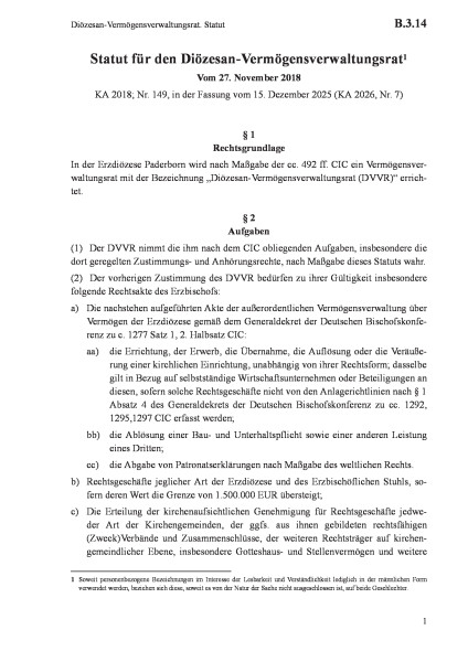 B.3.14 Diözesan-Vermögensverwaltungsrat. Statut