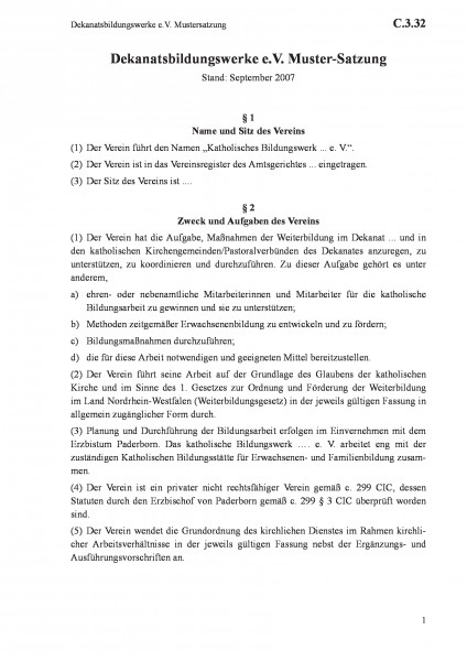 C.3.32 Dekanatsbildungswerke e.V. Mustersatzung
