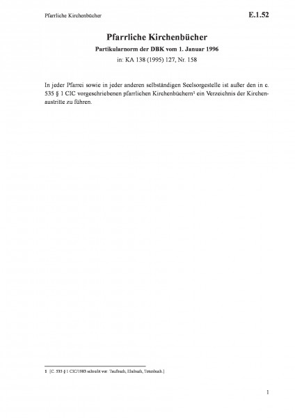 E.1.52 Pfarrliche Kirchenbücher
